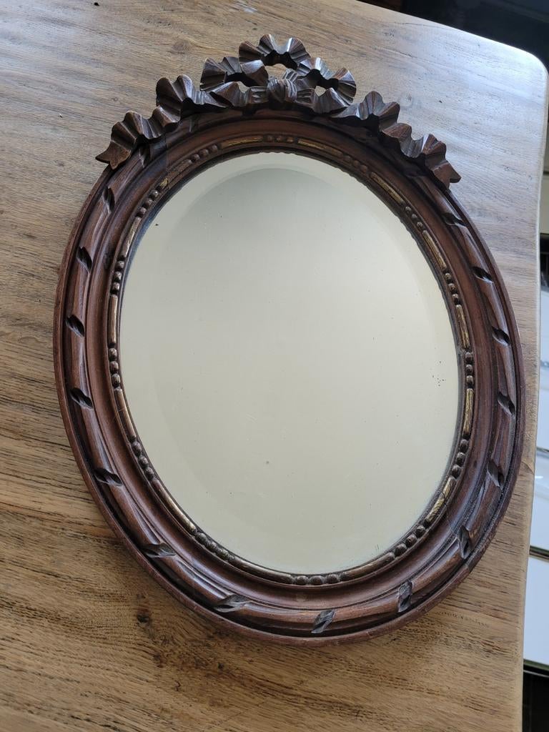 Gestileerde spiegel met uitgesneden eikenhouten frame 36 x 5, Ophalen