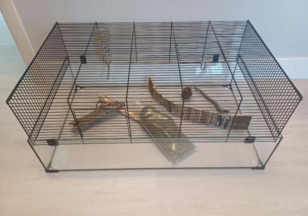 Grote hamsterkooi met attributen, Dieren en Toebehoren, Kooi, Zo goed als nieuw, Hamster, 75 tot 110 cm
