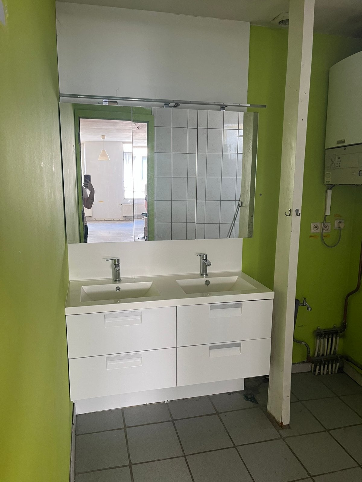 Badkamermeubel met spiegelkast, Huis en Inrichting, Badkamer | Badkamermeubels, Ophalen, Gebruikt, Spiegelkast