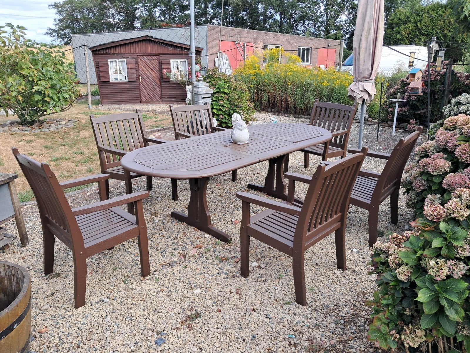 Tuinmeubelset, hardhout., Ophalen, Gebruikt, Hardhout, 6 zitplaatsen