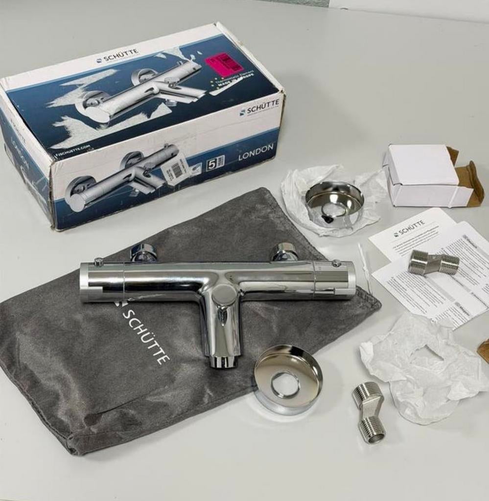 SCHÜTTE London Thermostatische Badkraan 150mm Chroom nieuw, Doe-het-zelf en Bouw, Ophalen of Verzenden, Nieuw, Chroom, Kraan