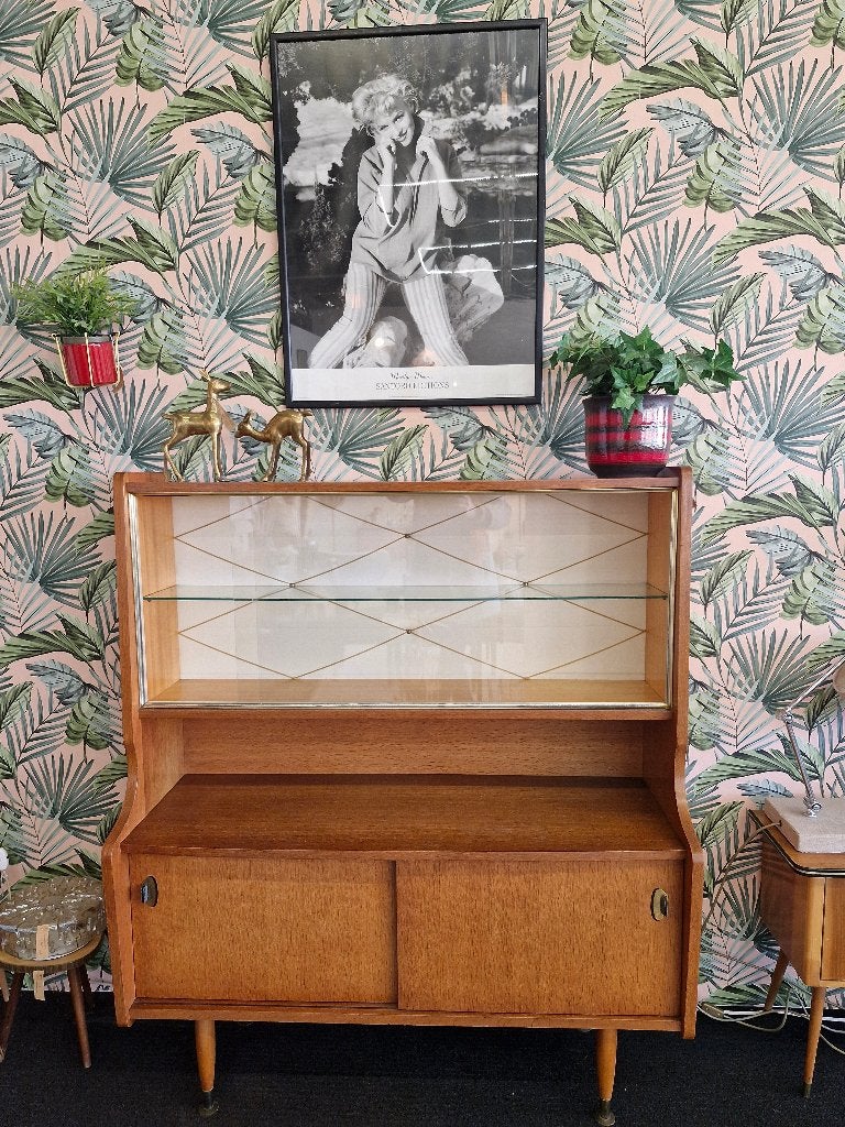 Vintage vitrinekast / buffetkast jaren 60, Huis en Inrichting, Kasten | Buffetkasten, Ophalen, Gebruikt, Vintage