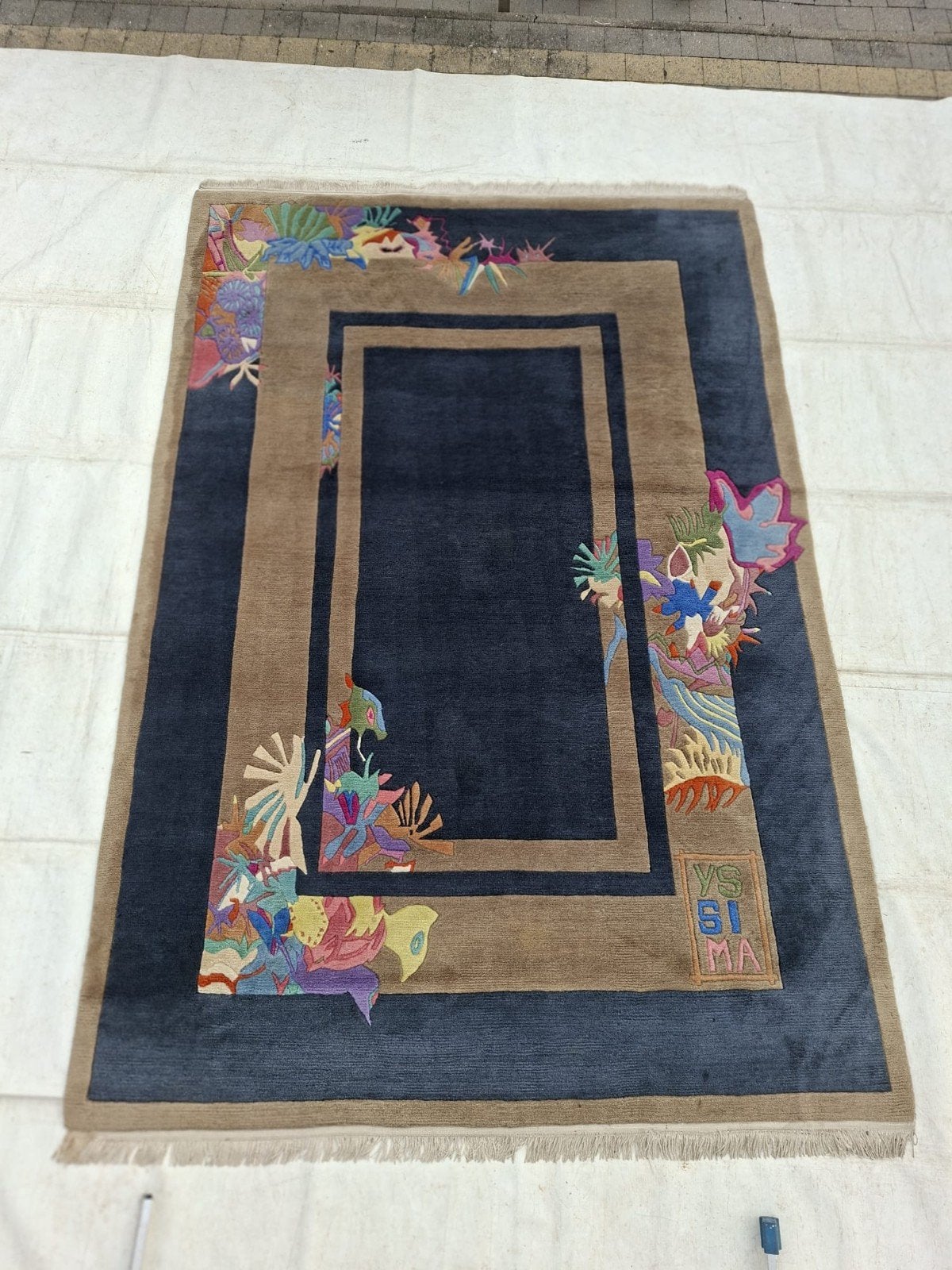 Tapijt van Nini Ferrucci, Bleu, 200 cm ou plus, Jaren 80, Utilisé
