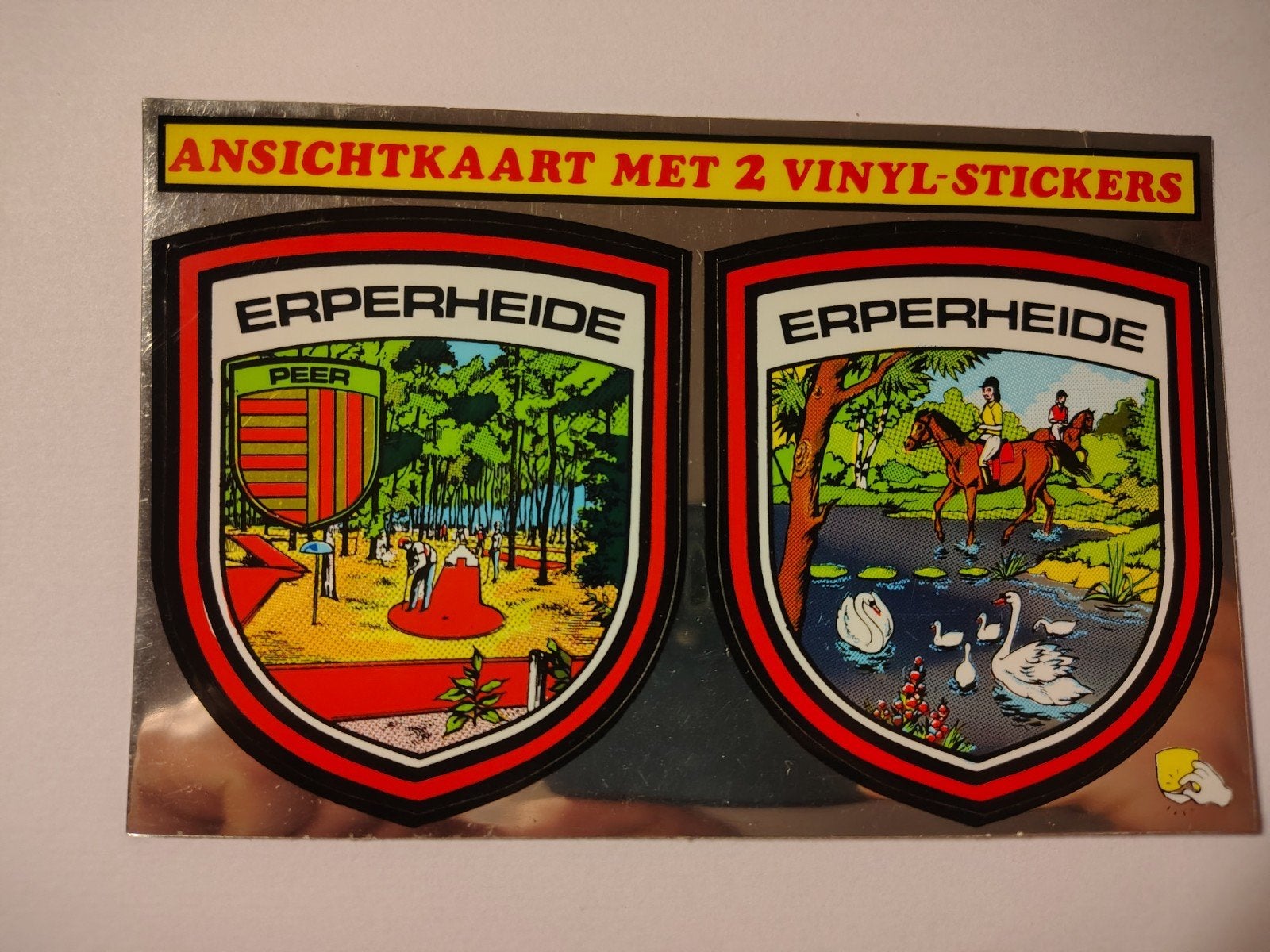 Peer ERPERHEIDE ANSICHTKAART MET 2 VINYL-STICKERS, Ophalen of Verzenden