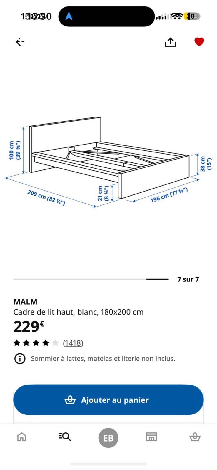 Lit 180x200 - demonté, Maison & Meubles, Queen size, Comme neuf, 180 cm, 200 cm