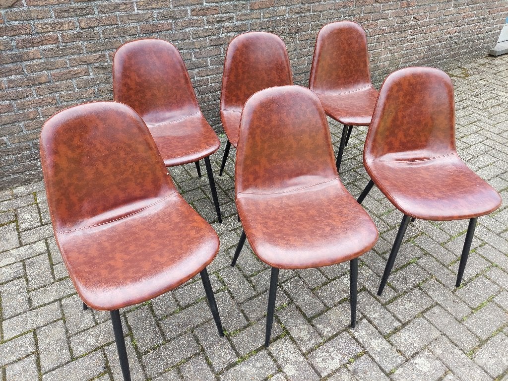 6 stoelen, Brun, Enlèvement, Autres matériaux, Cinq, Six Chaises ou plus