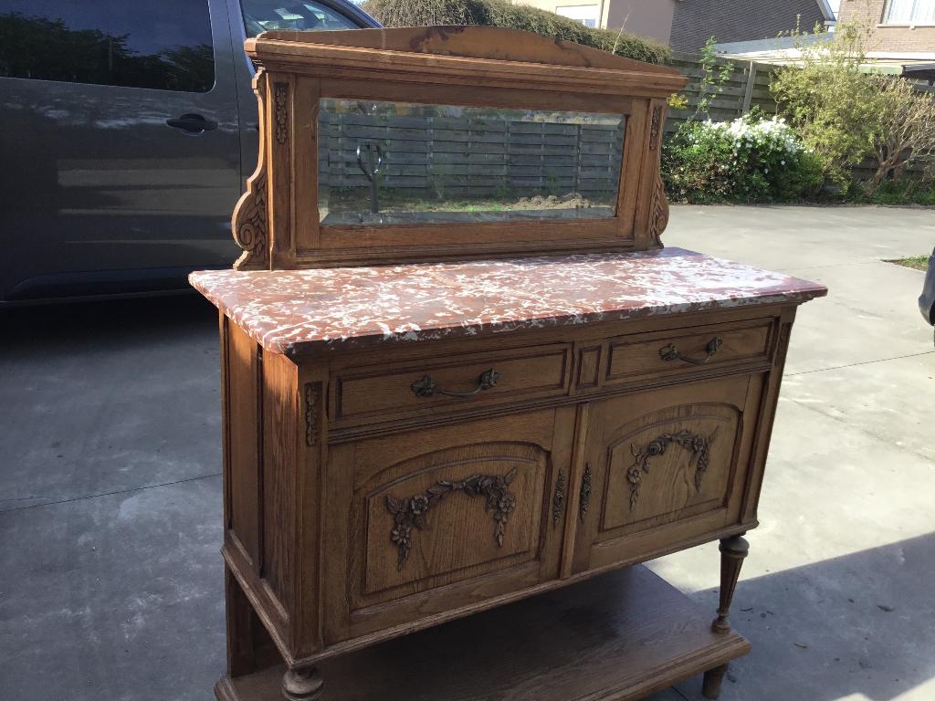 Antieke dressoir kast met spiegel, Antiek en Kunst, Ophalen