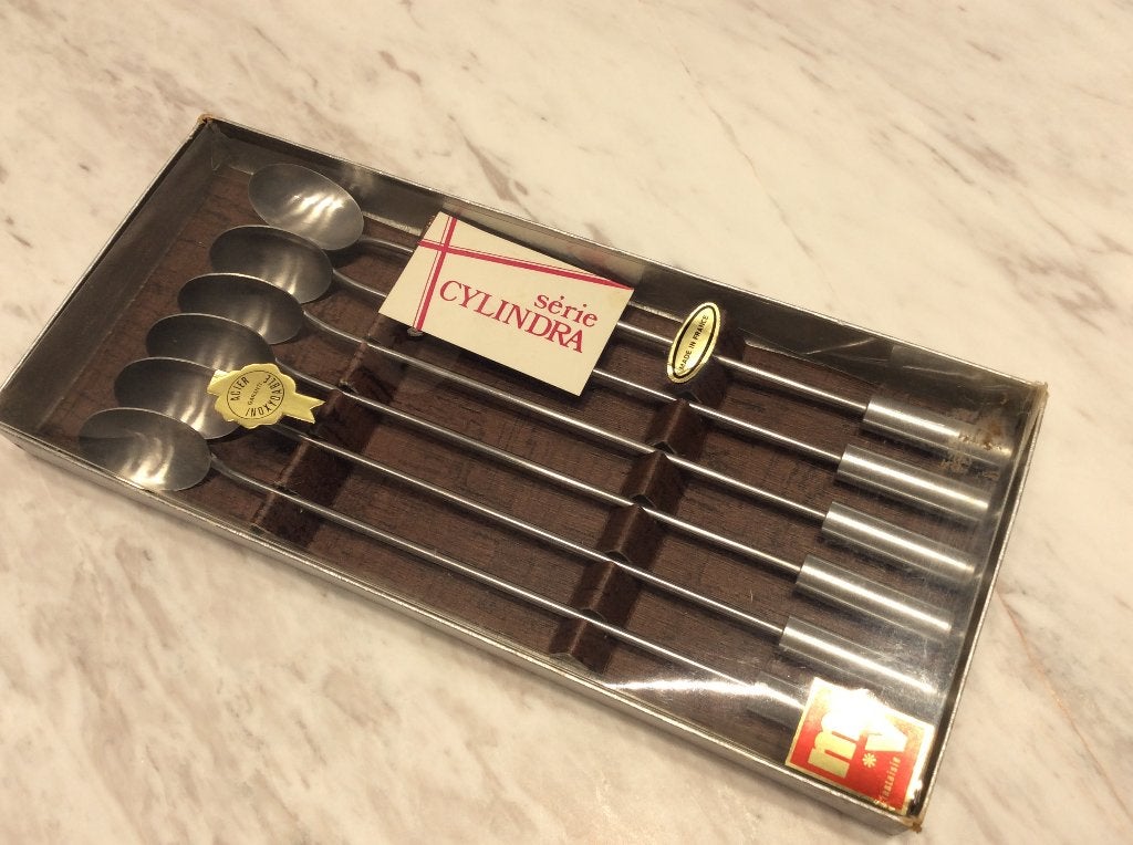 Vintage set van 6 cocktaillepels, Overige typen, Ophalen of Verzenden, Zo goed als nieuw, Inox of Chroom