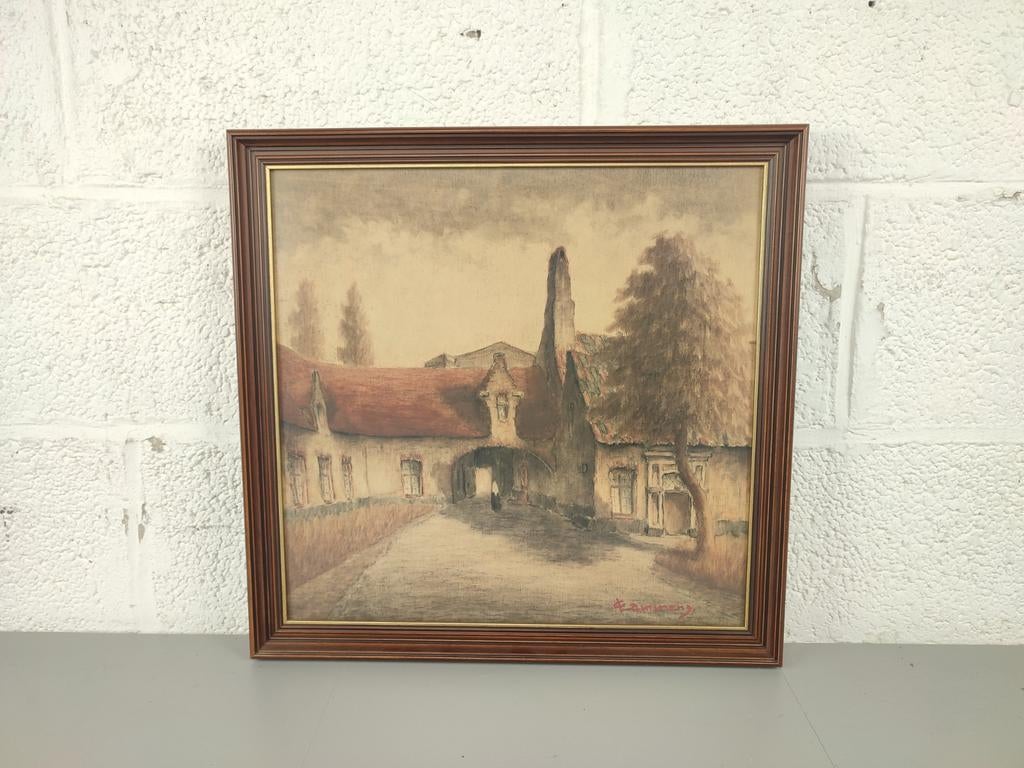 George Lammens - pastel begijnhof, Ophalen of Verzenden