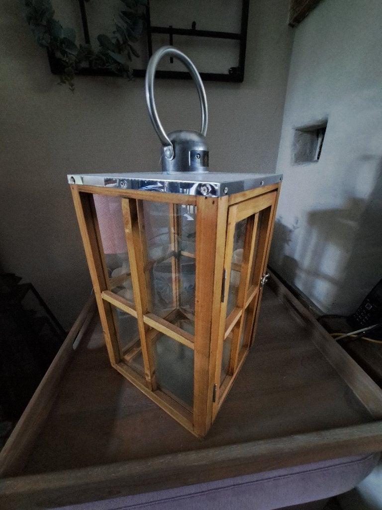 Grote lantaarn, Ophalen, Zo goed als nieuw, Hout, Bruin