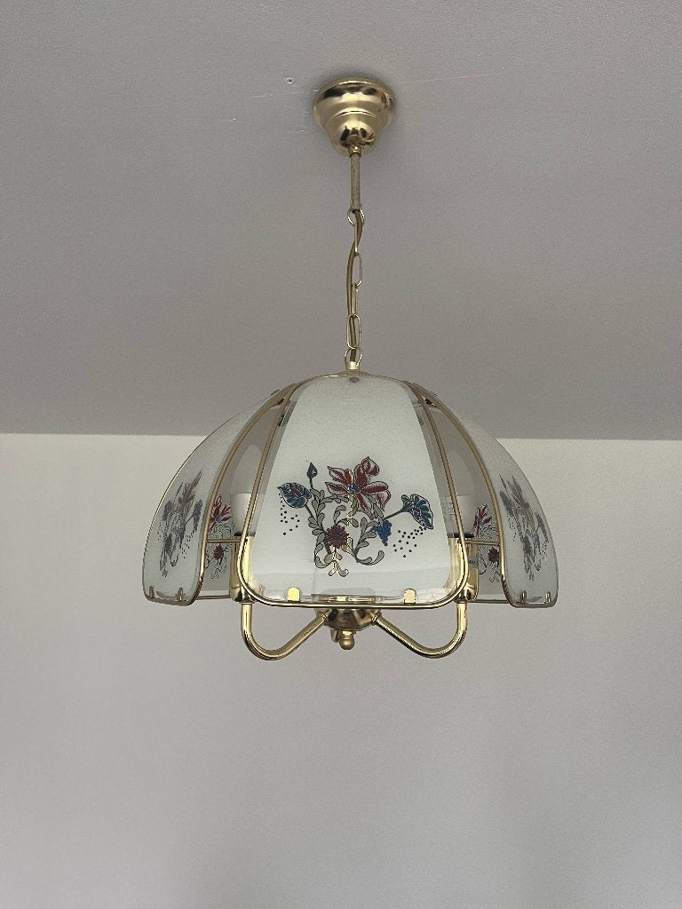 Een kleurrijk versierde vintage lamp, Ophalen, Gebruikt, Glas