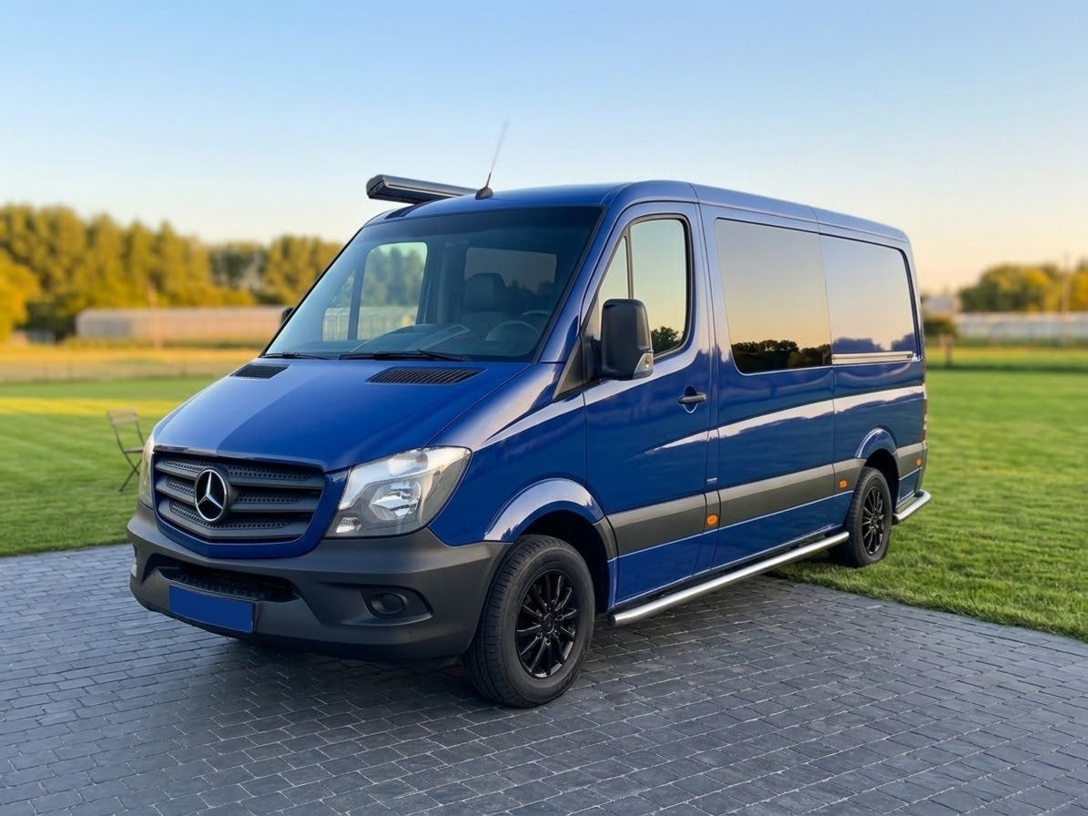 Mercedes Sprinter 906 (2017) Automaat L2H1 – Dubbele Cabine, Auto's, Automaat, Dealer onderhouden, 4 cilinders, Blauw