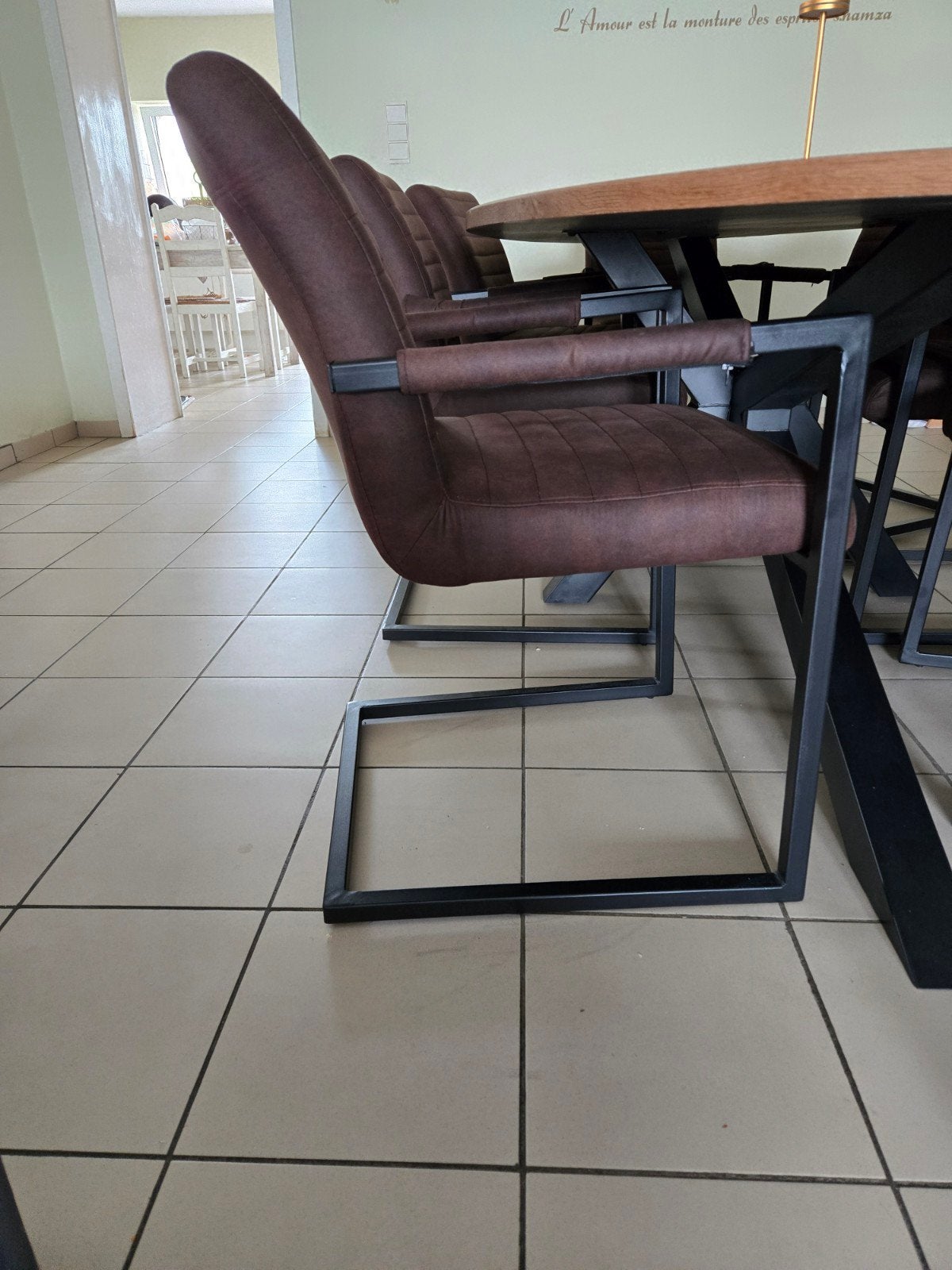 8 chaises salle à manger – tissu marron – NOUVEAU, Maison & Meubles, Neuf, Brun, Cinq, Six Chaises ou plus, Métal