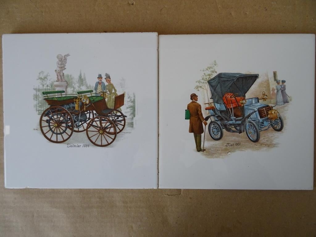Carrelage Mosa vintage Daimler 1886 Fiat 1901  19euro chacun, Enlèvement ou Envoi