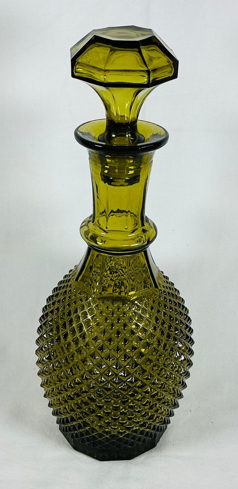 Empoli Italië Vintage grote olijfgroen glazen vaas karaf, Ophalen of Verzenden, Huis en Inrichting