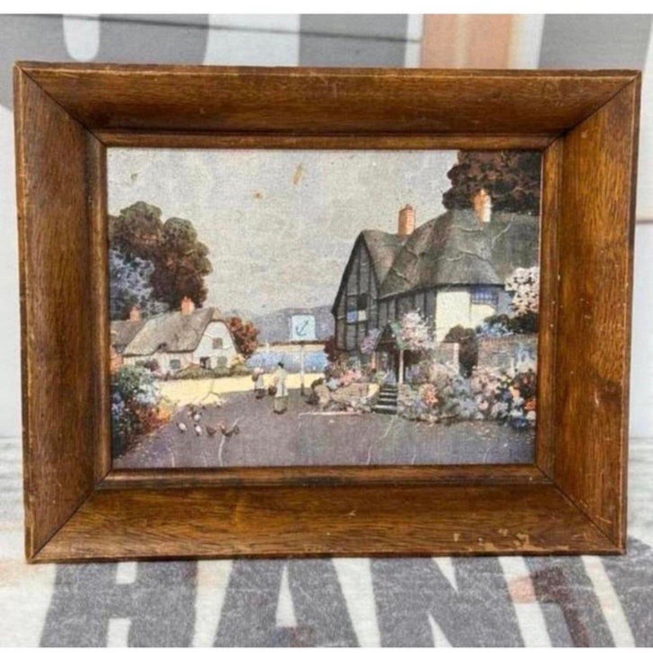 Ernest Uden 1940 peinture encadré Angleterre Cottage Village, Enlèvement ou Envoi, Encadré
