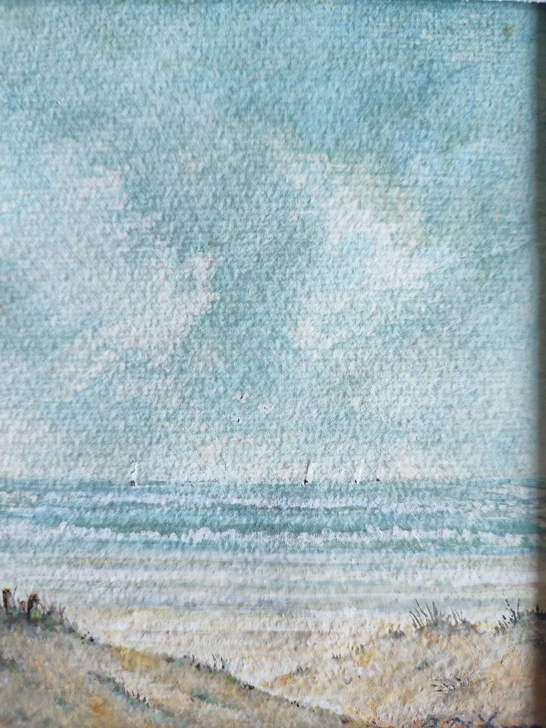 Aquarelle: Les Dunes de Wenduine (1989). Signée R. De Frenne, Enlèvement ou Envoi, Aquarelle, Paysage, Peint à la main
