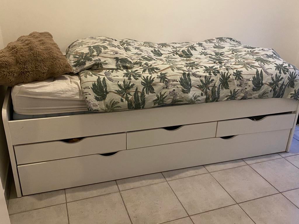 Ikeabed met onderbed en 3 lades, Huis en Inrichting, Slaapkamer | Bedden, Ophalen, Gebruikt, 90 cm, Eenpersoons