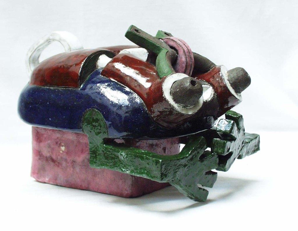 SCARABÉE moderniste - 27 cm - Céramique - 1960, Statue, Enlèvement ou Envoi, Pierre ou céramique, Patiné