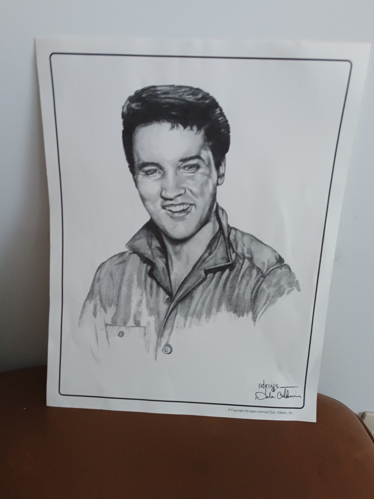 Poster Elvis Presley 35 x 28 cm dale adkins art, Ophalen of Verzenden, Poster