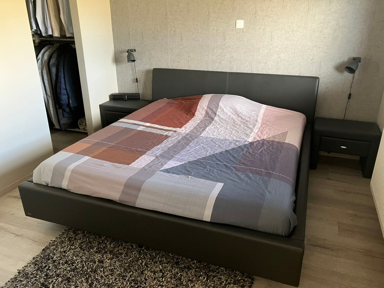 Tweepersoons boxspring, Ophalen, Gebruikt, Zwart, Tweepersoons