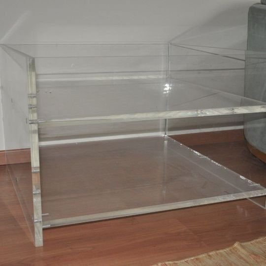 table basse plexiglas épais, Maison & Meubles, Vintage, 50 à 100 cm, Carré, Enlèvement