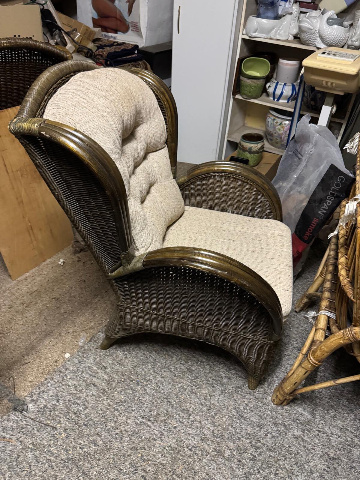 4 Rotanstoelen met kussens, Huis en Inrichting, Ophalen, Zo goed als nieuw
