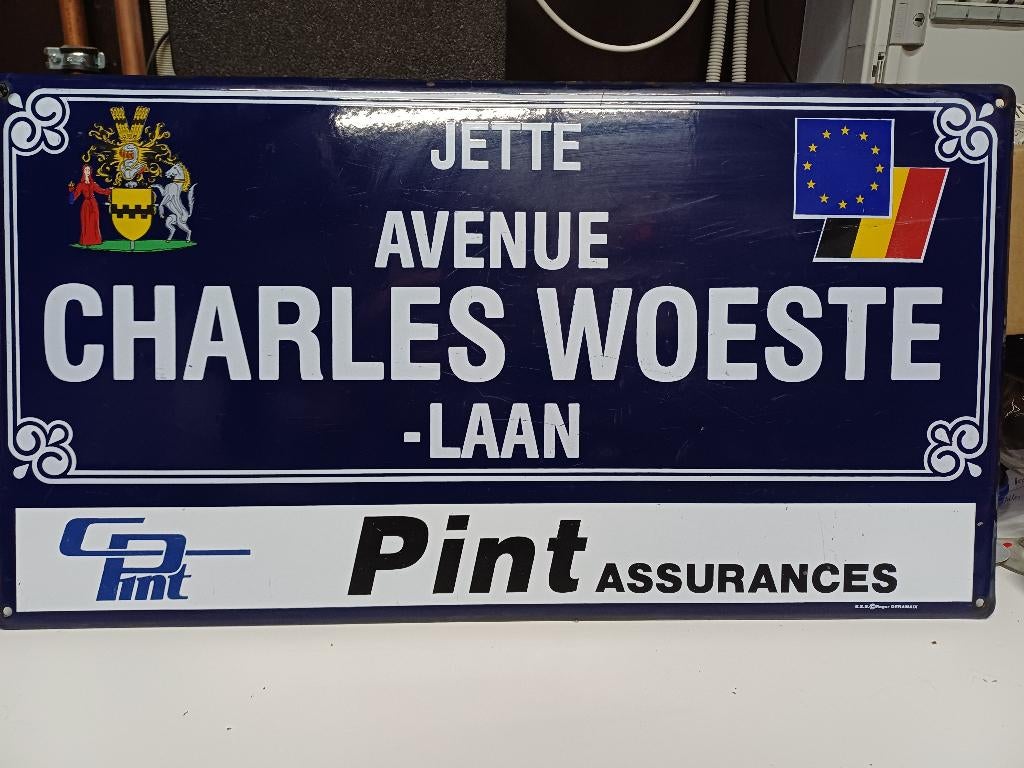 Emaille straatnaam bord - Jette, Ophalen of Verzenden, Zo goed als nieuw, Reclamebord