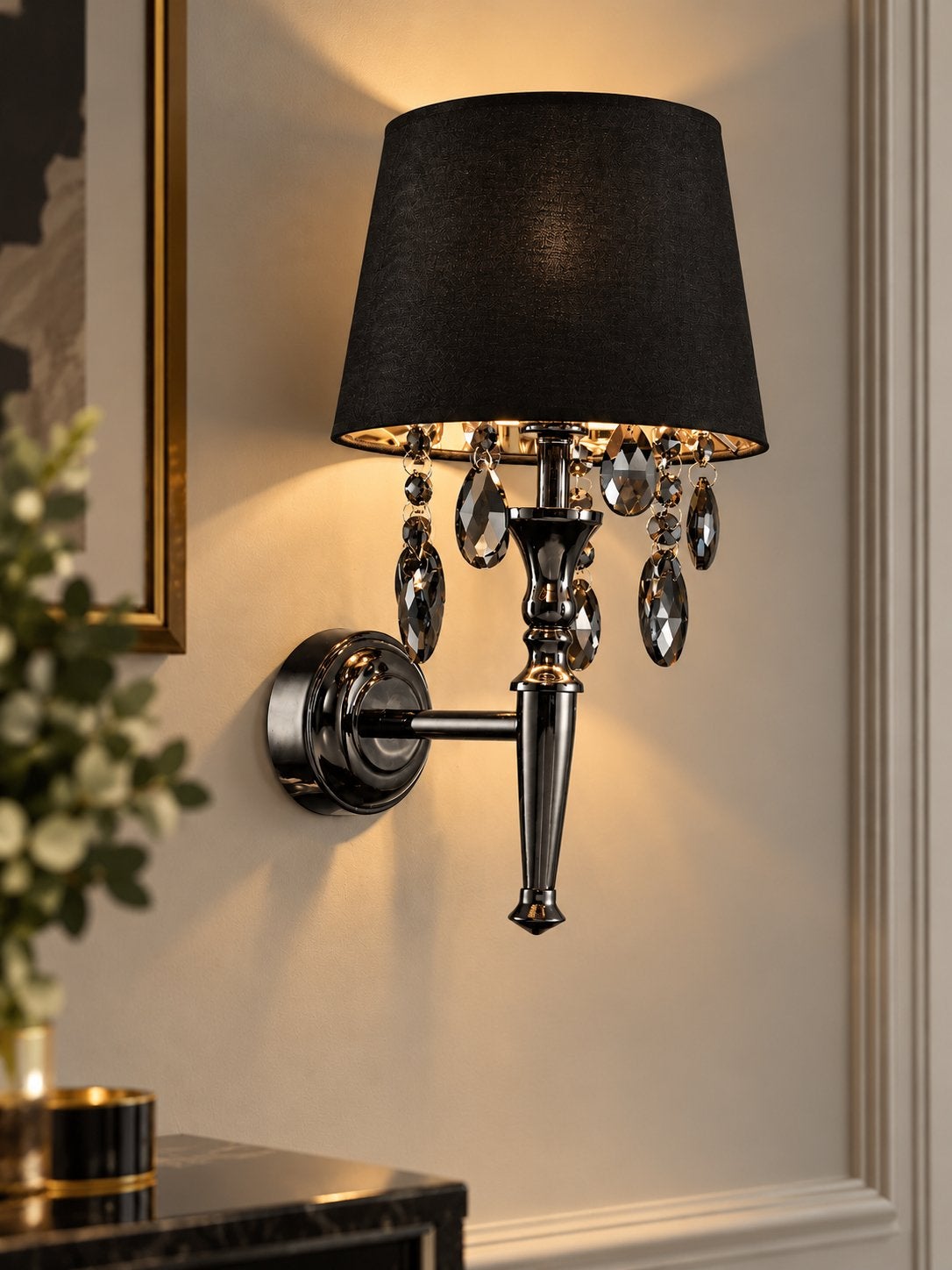 4 NİEUWe wand lampen met kristal, Ophalen, Zo goed als nieuw, Zwart