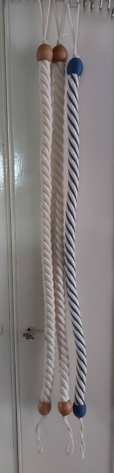 3 embrasses,où cordon pour rideaux, 2beigeset 1 bleu, Bleu, Moins de 100 cm, Comme neuf, Moins de 50 cm