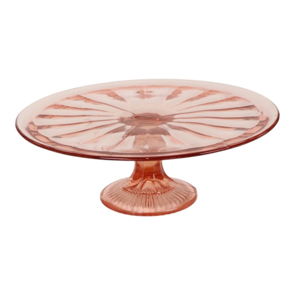 Roze Art Deco Taartschotel Gebak Schaal Depression Glass, Antiek en Kunst, Ophalen of Verzenden
