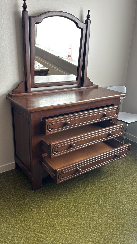 Commode avec miroir en bois massif - style campagnard, Enlèvement