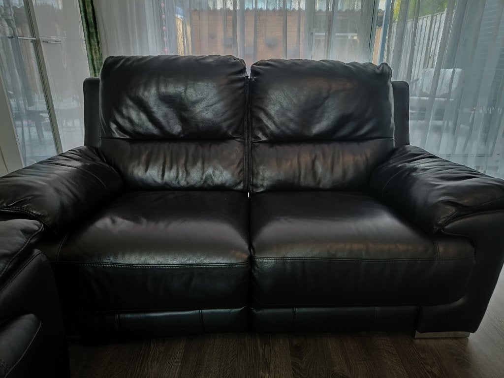 DFS bankstel (3-zits + 2-zits) met elektrische relaxfunctie, Ophalen, 250 tot 300 cm, Gebruikt, Leer