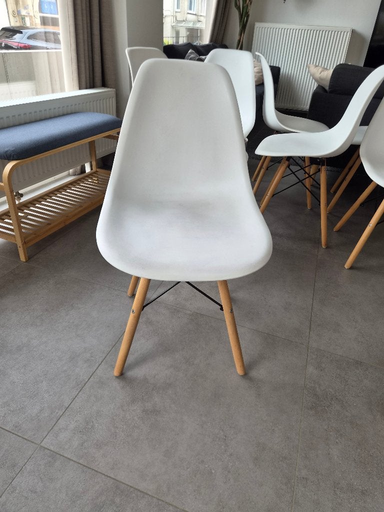 Witte stoelen, Maison & Meubles, Chaises, Enlèvement ou Envoi, Synthétique, Blanc, Cinq, Six Chaises ou plus
