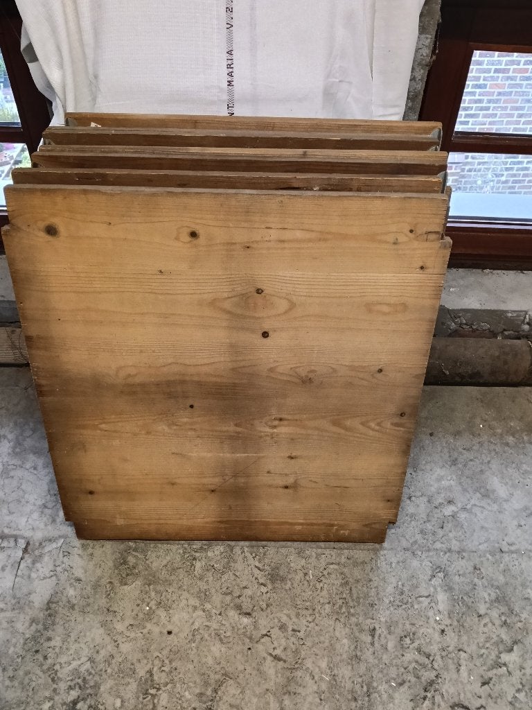 7 houten legplanken bruynzeel, 60 br. op 67 diep, Enlèvement, Utilisé, Étagère, Bois