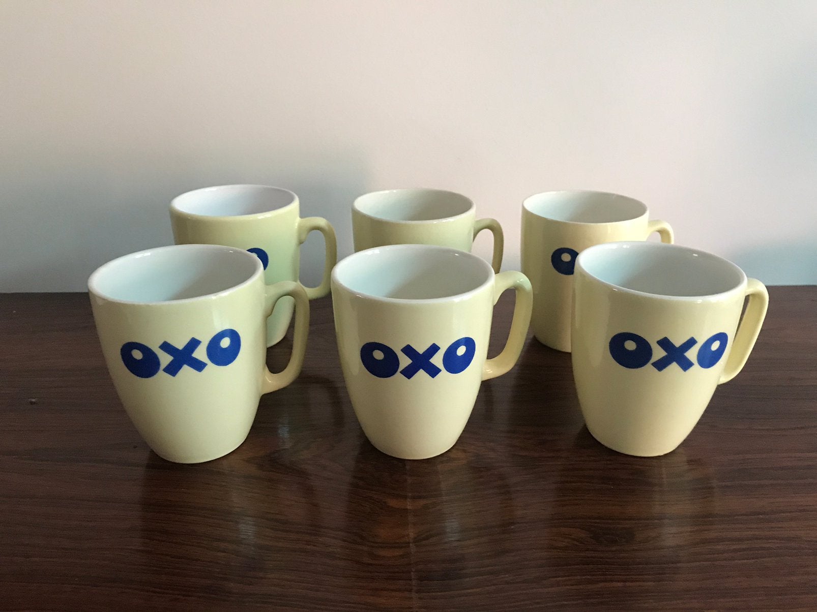 OXO Set van 6 kopjes tassen geel rond model, Verzamelen, Ophalen of Verzenden
