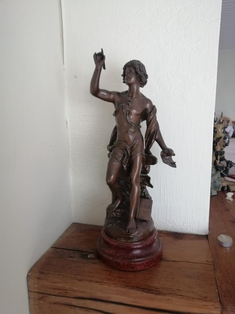 Zamaken beeld van poète, Antiek en Kunst, Ophalen of Verzenden, Brons, 20 - 50 cm, Beeld