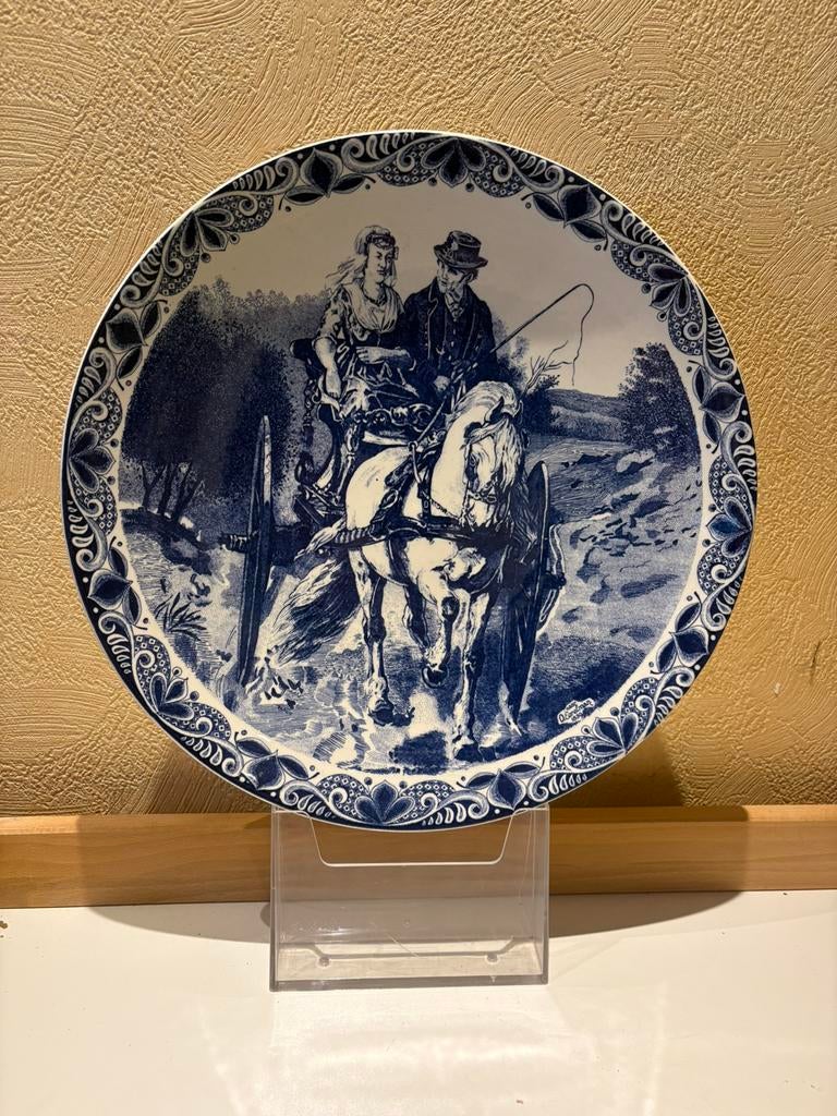 Delft Grote Schaal Delfts Blauw "Het Bruidspaar", Antiek en Kunst, Ophalen