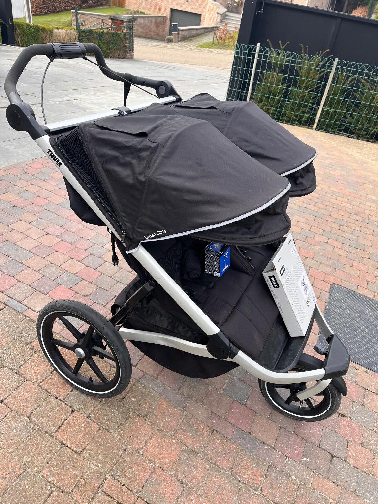Thule Urban glide dubbele buggy, Kinderen en Baby's, Ophalen, Gebruikt, Overige merken, Verstelbare rugleuning