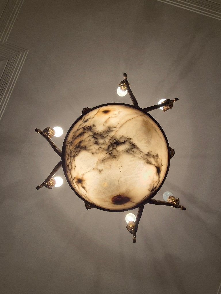 Luminaire antique 1/2 dome, Maison & Meubles, Lampes | Lustres, Utilisé, Verre, Enlèvement