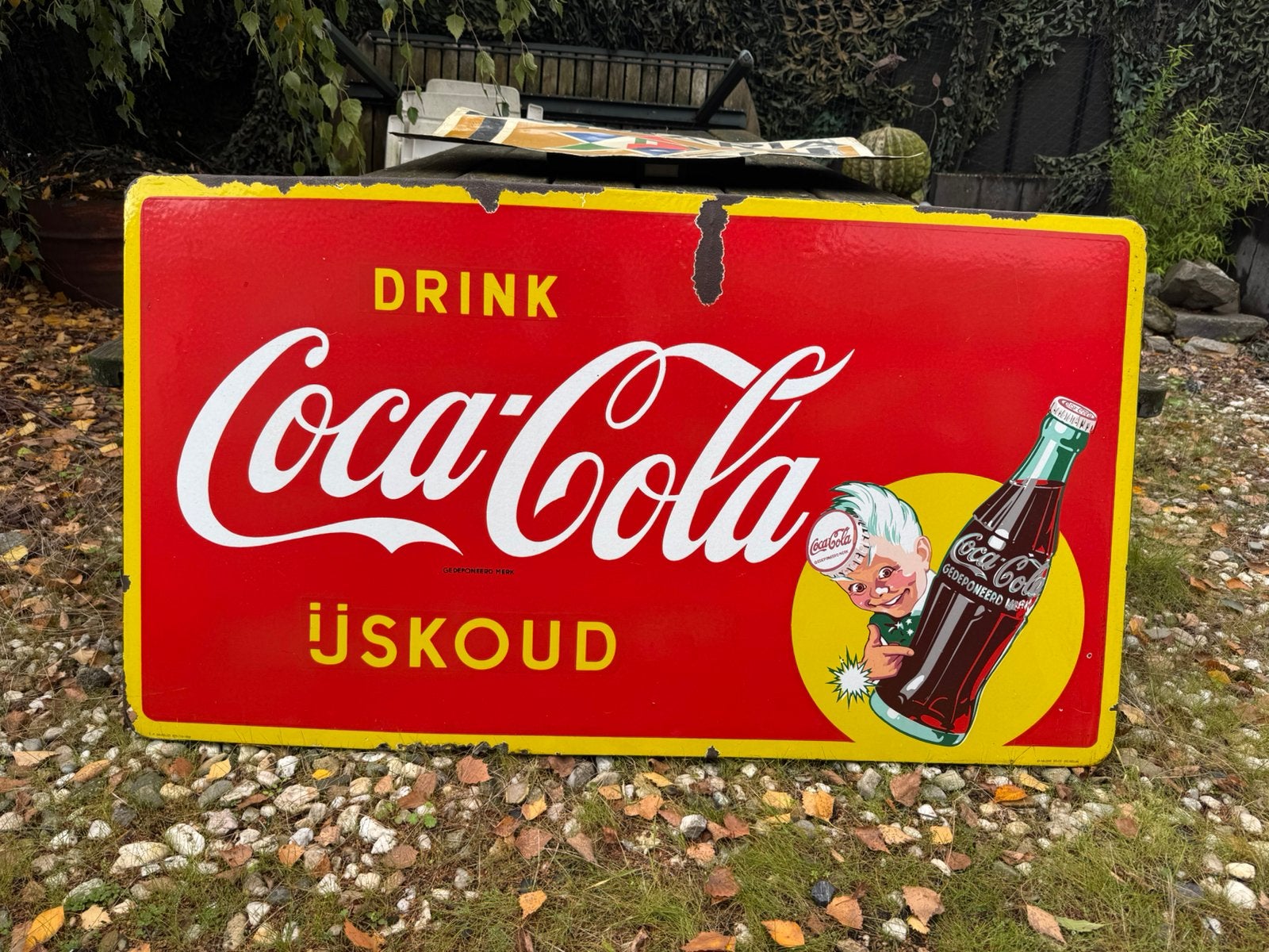 Groot Coca Cola emaille reclamebord, Ophalen, Reclamebord, Gebruikt, .