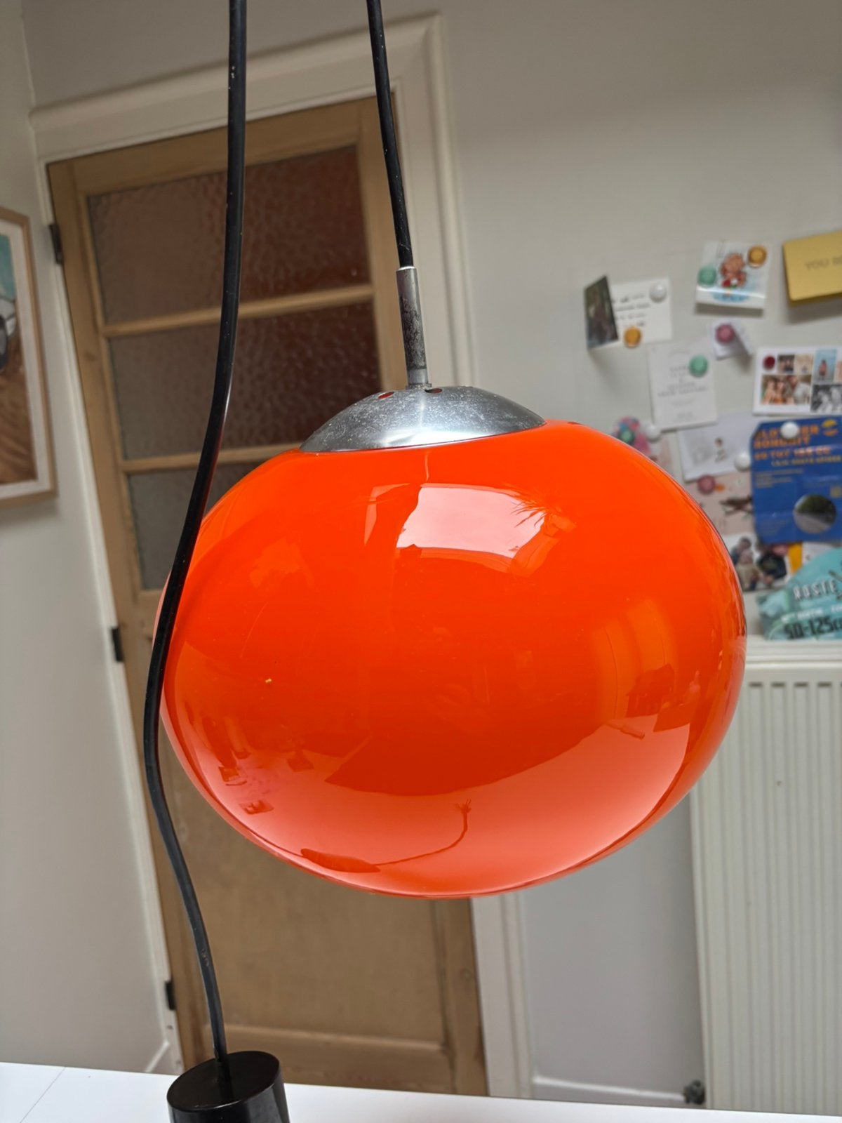 Oranje hanglamp retro GERESERVEERD, Ophalen, Zo goed als nieuw, Glas