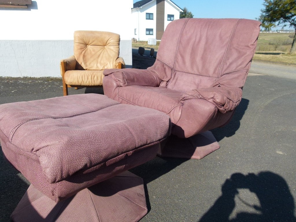 vintage MUSTERRING swivel, leder Nappa 70er jaren fauteuil, Enlèvement, Comme neuf, Cuir, Vintage