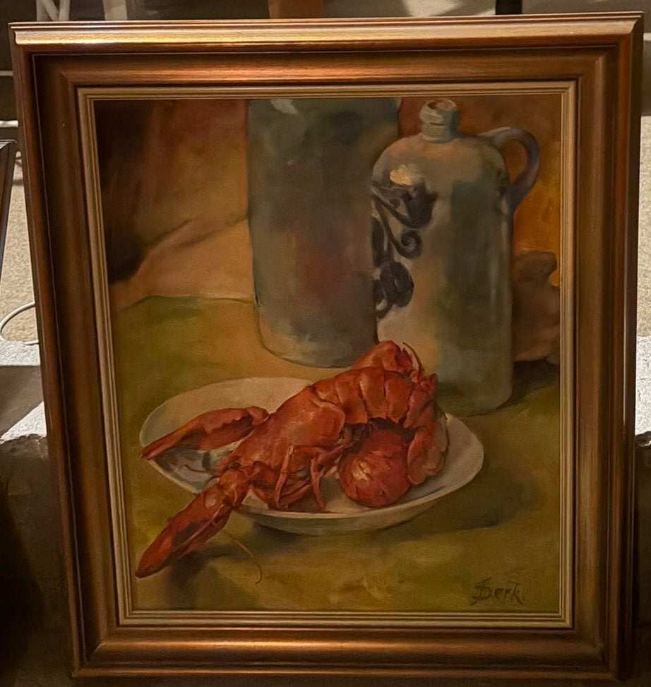 olieverfschilderij op doek – kreeft – gesign Berk – 64  76, Enlèvement