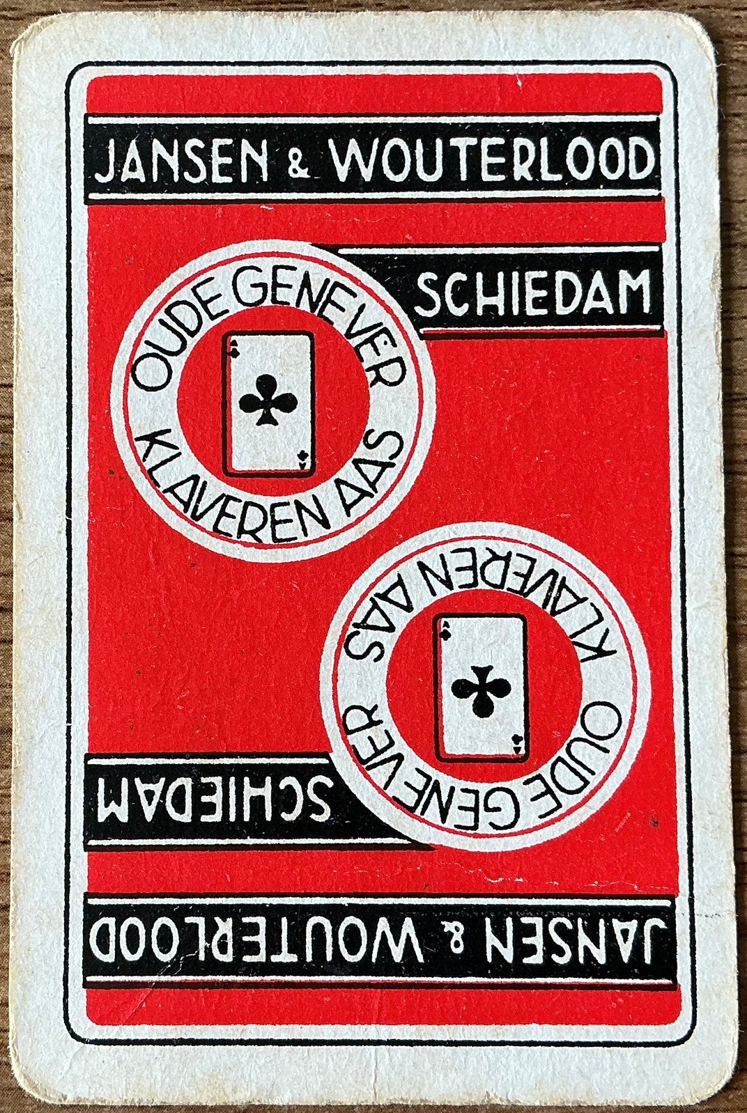 Splk OUDE GENEVER KLAVEREN AAS/JANSEN & WOUTERLOOD, Verzamelen, Ophalen of Verzenden, Zo goed als nieuw, Speelkaart(en)