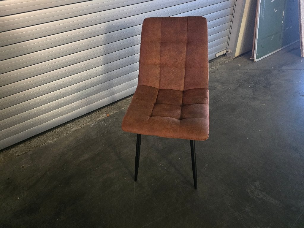 6 stoelen in cognac microleder - zoals nieuw - €240/6stuks, Huis en Inrichting, Stoelen, Ophalen, Zo goed als nieuw