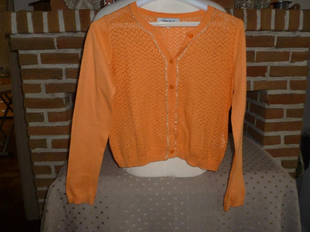 oranje zomer trui met knopen, meisje, Terre bleue. maat 140, Ophalen of Verzenden, Terre bleue, Meisje