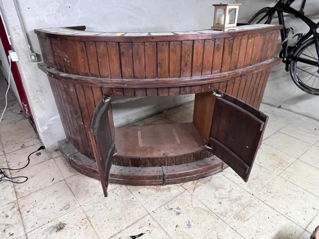 Mooi antieke bar met 5 barkrukken, Enlèvement, Utilisé, Y compris les chaises de bar