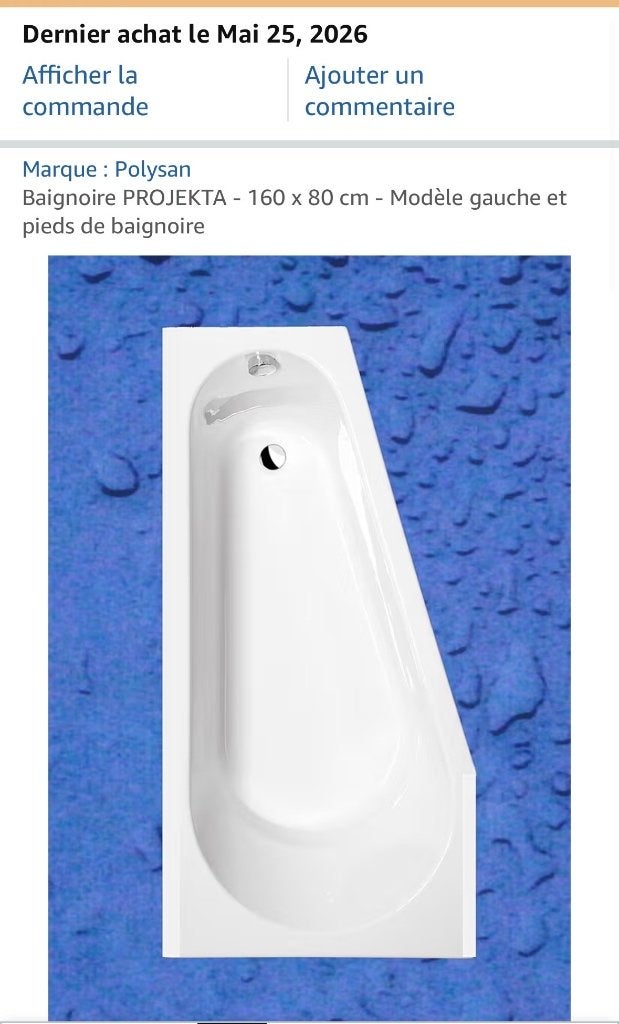 Baignoire - 160 x 80 cm - Modèle gauche, Doe-het-zelf en Bouw, Sanitair, Ophalen, Nieuw, Bad