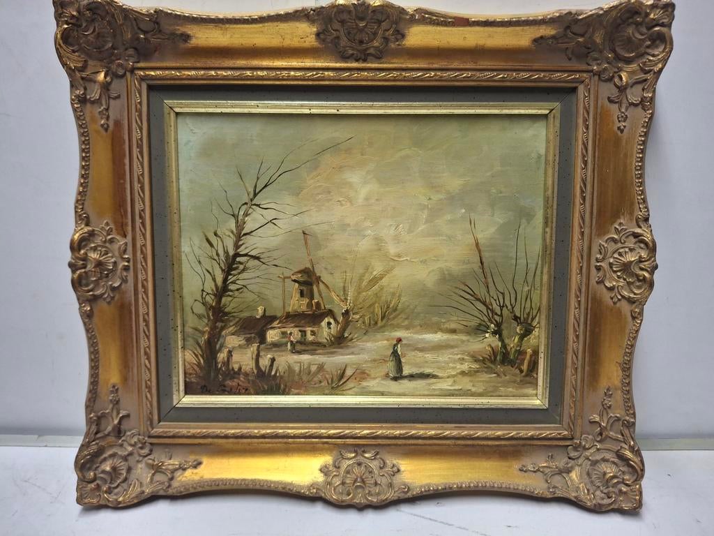 Schilderij wandelaarster aan de molen, Enlèvement
